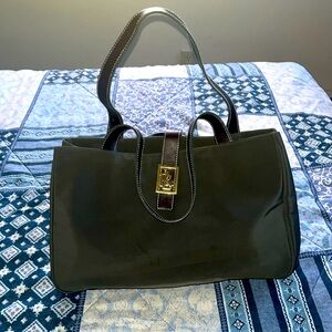 EUC Ralph Lauren tote forest green with brown trim